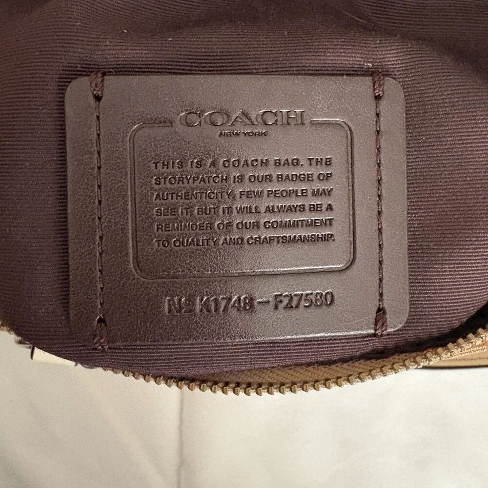 COACH Mini Kelsey Signature Logo Satchel Crossbody Light Khaki/Chalk Bag